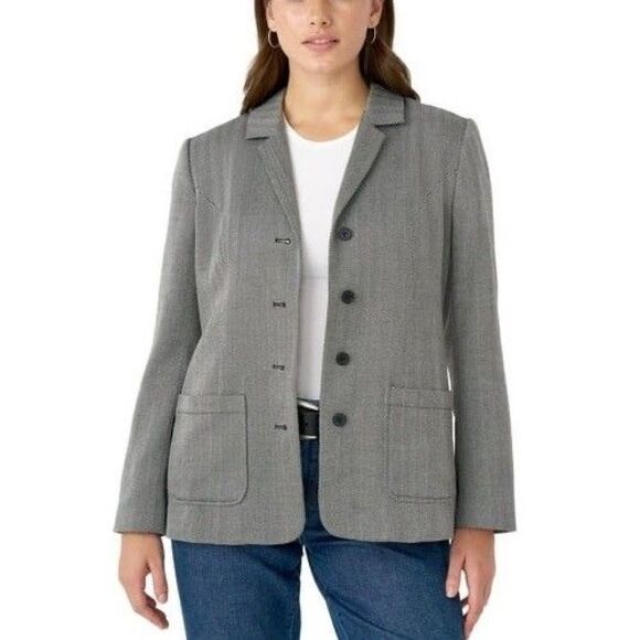 Edited by Hunter McGrady Women's Classic Blazer Herringbone Size 2X - Picture 2 of 9